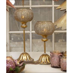 Fyrfadsstager p� fod antik guld